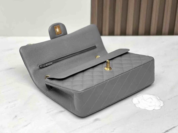 Chanel Classic Flap 22B Grey Caviar GHW 25cm