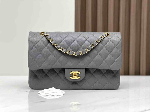 Chanel Classic Flap 22B Grey Caviar GHW 25cm