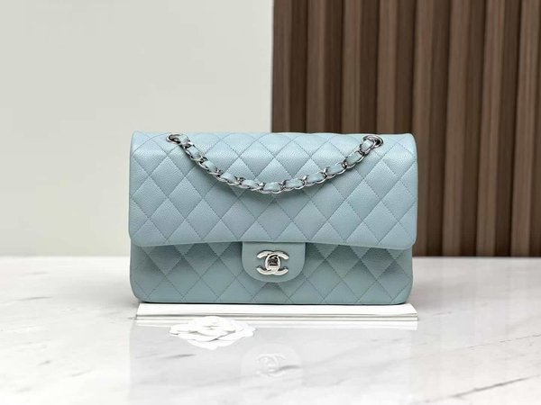 Chanel Classic Flap Medium 25cm Boutique Season Limited Misty Blue