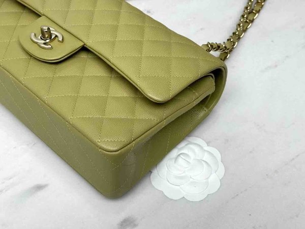 Chanel Classic Flap Avocado Green Caviar GHW 25cm