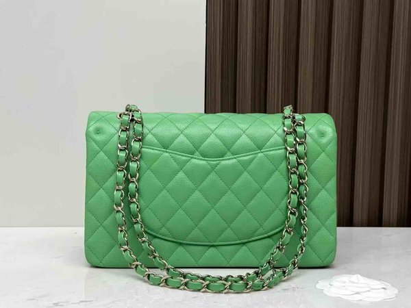 Chanel Classic Flap Grass Green Caviar GHW 25cm