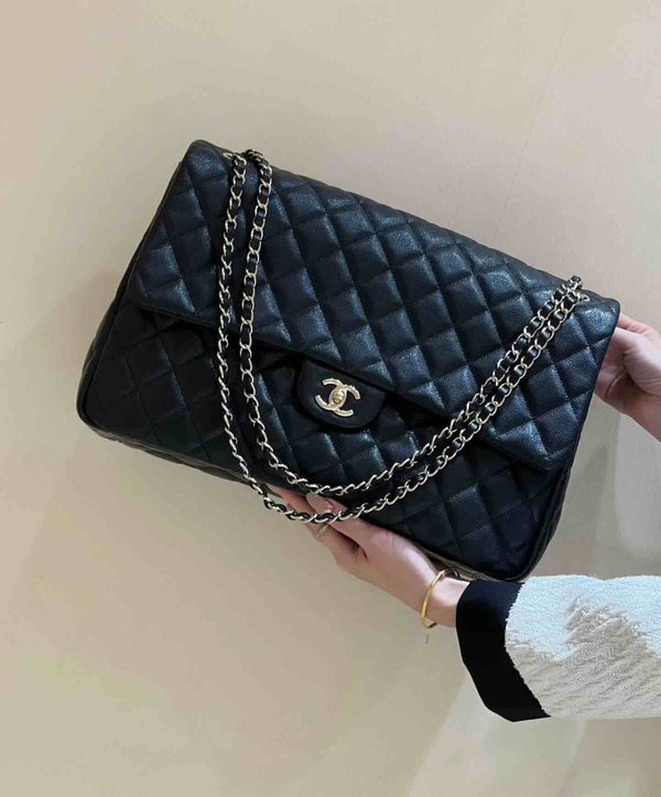 Chanel 24C Maxi Classic Flap Travel Bag Grained Calfskin 38cm