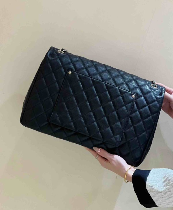 Chanel 24C Maxi Classic Flap Travel Bag Grained Calfskin 38cm
