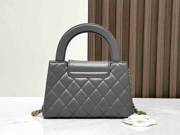 Chanel 24A Kelly Nano Graphite Grey Waxed Leather 19cm