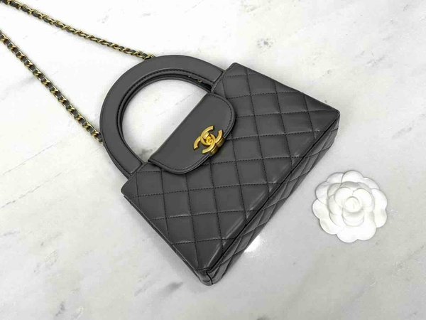 Chanel 24A Kelly Nano Graphite Grey Waxed Leather 19cm