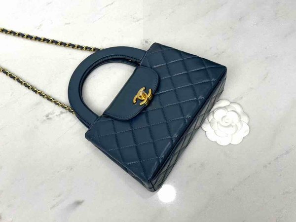 Chanel 24P Kelly Nano Blue Waxed Leather 19cm