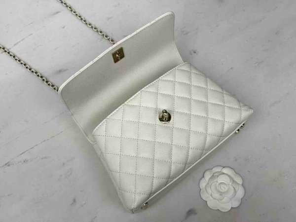Chanel Coco Handle Bag Snall 24cm White / Lizard Top Handle