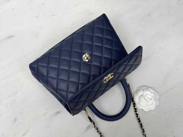 Chanel Coco Handle Small 24cm Lizard Top Handle Deep Blue