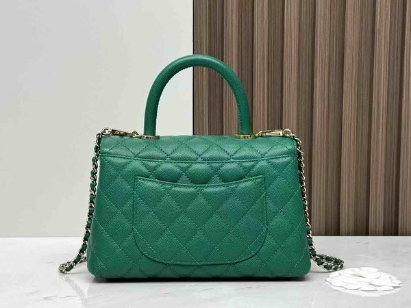 Chanel Coco Handle Small Green Caviar GHW 24cm