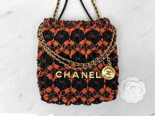 Chanel 23A Mini Chanel 22 Handwoven Multi Color Calfskin GHW