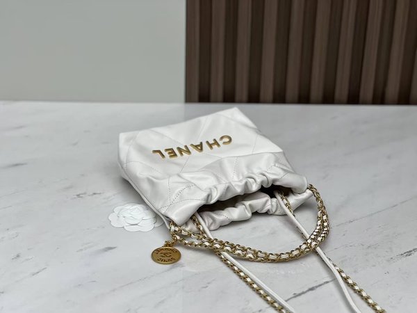 CHANEL 23S Mini 22 Bag – White (20x19x6cm)