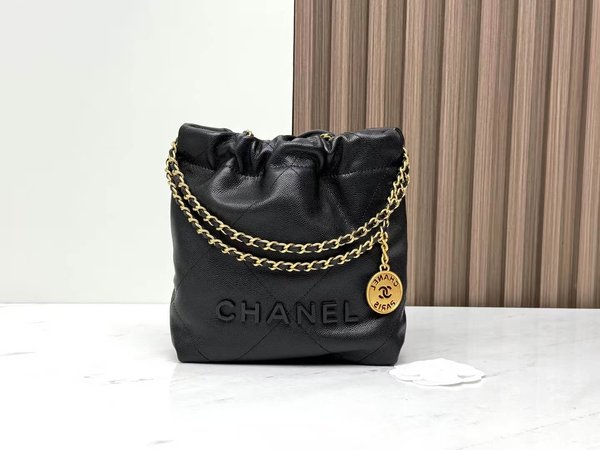 CHANEL 23K Mini 22 Bag – All Black (20x19x6cm)