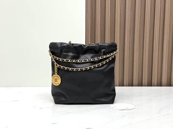 CHANEL 23K Mini 22 Bag – All Black (20x19x6cm)