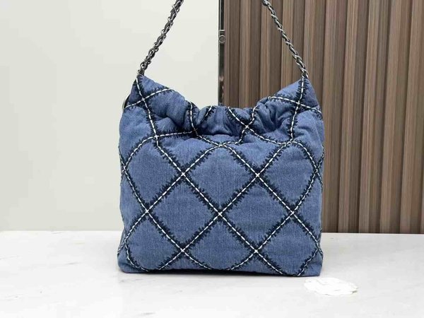 Chanel 24P Chanel 22 Washed Denim Blue 37cm
