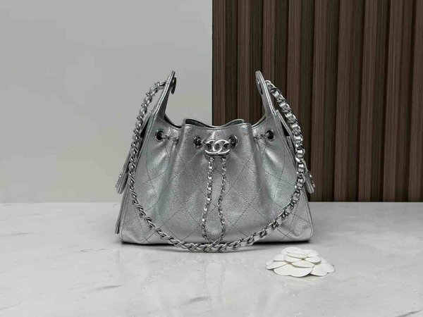 Chanel 26C Mini 25 Hobo Bag – Silver  Size: 20 × 22 × 12.5 cm