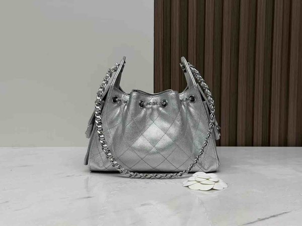 Chanel 26C Mini 25 Hobo Bag – Silver  Size: 20 × 22 × 12.5 cm