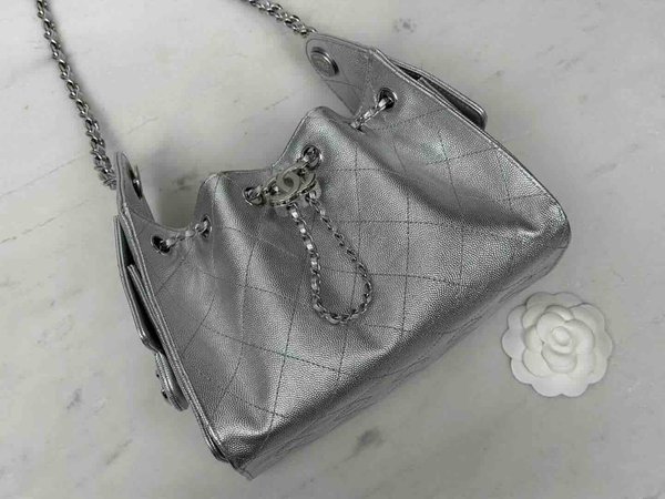 Chanel 26C Mini 25 Hobo Bag – Silver  Size: 20 × 22 × 12.5 cm