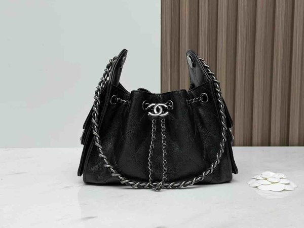 Chanel 26C Mini 25 Hobo Bag × Silver Hardware – Black  20 × 22 × 12.5 cm
