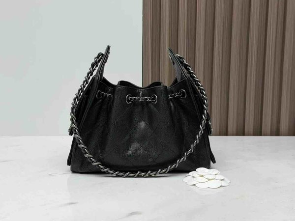 Chanel 26C Mini 25 Hobo Bag × Silver Hardware – Black  20 × 22 × 12.5 cm