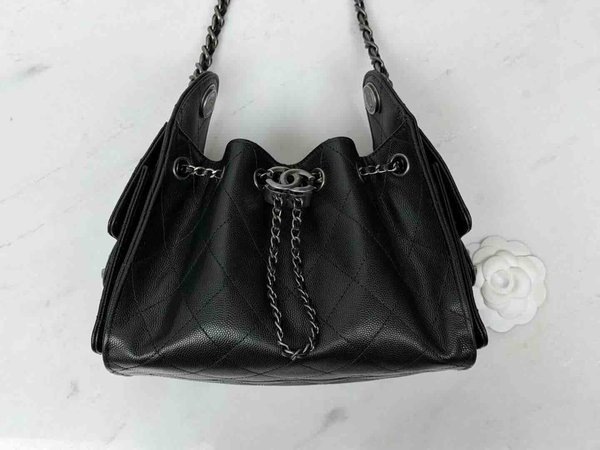 Chanel 26C Mini 25 Hobo Bag × Silver Hardware – Black  20 × 22 × 12.5 cm