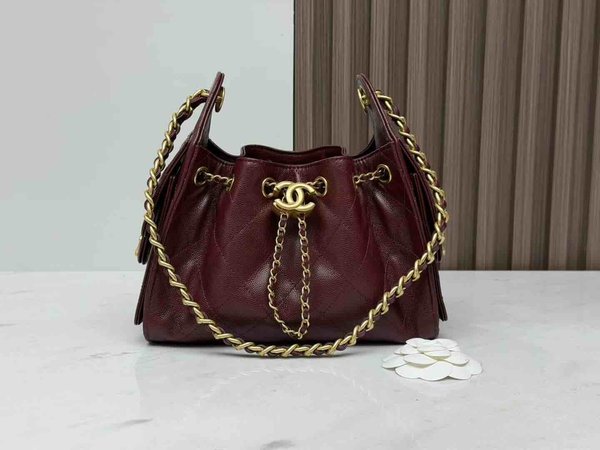 Chanel 26C Mini 25 Hobo Bag Burgundy 22cm