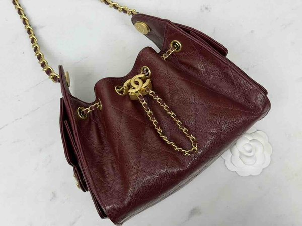 Chanel 26C Mini 25 Hobo Bag Burgundy 22cm
