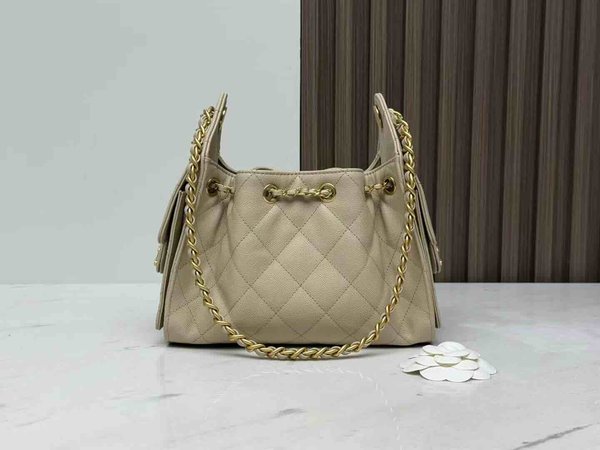 Chanel 26C Mini 25 Hobo Bag – Apricot  Size: 20 × 22 × 12.5 cm