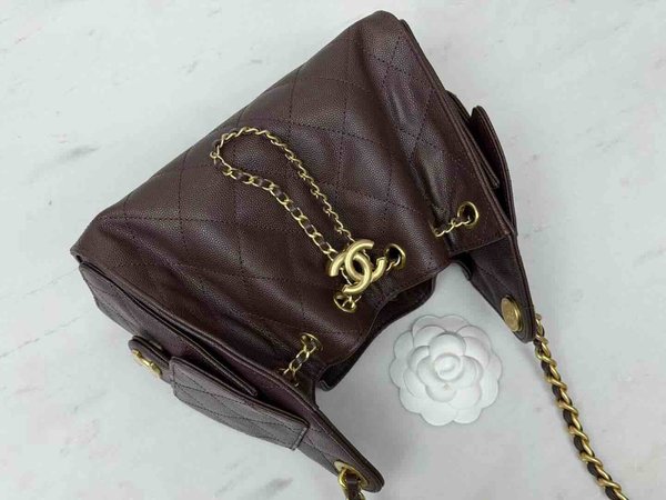Chanel 26C Mini 25 Hobo Bag – Dark Brown Size: 20 × 22 × 12.5 cm