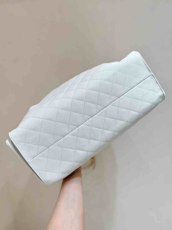 Chanel 25S 25 Bag White Grained Calfskin Maxi 42cm