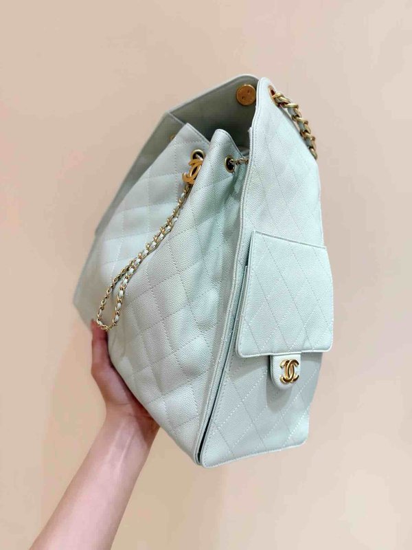 Chanel 25S 25 Bag Mint Green Grained Calfskin Large 40cm