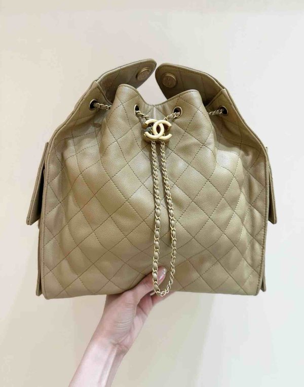 Chanel 25S 25 Bag Mustard Yellow Grained Calfskin Large 40cm