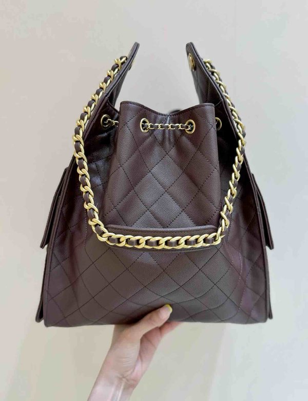 Chanel 25S 25 Bag Dark Brown Grained Calfskin Large 40cm
