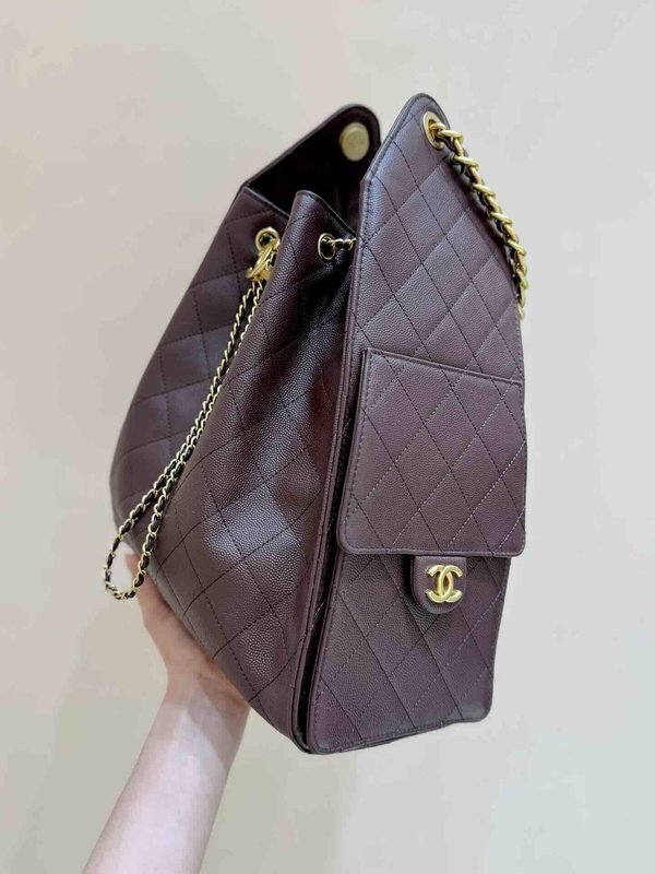 Chanel 25S 25 Bag Dark Brown Grained Calfskin Large 40cm