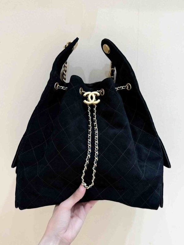 Chanel 25C Hobo Underarm Bag Suede Calfskin Large 40cm