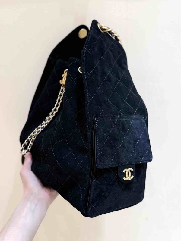 Chanel 25C Hobo Underarm Bag Suede Calfskin Large 40cm