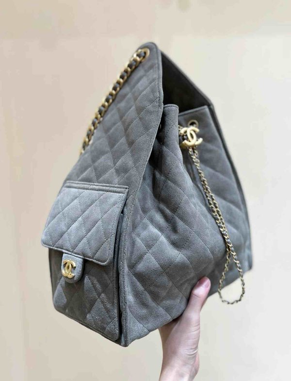 Chanel 25C Hobo Underarm Bag Suede Calfskin Large 40cm