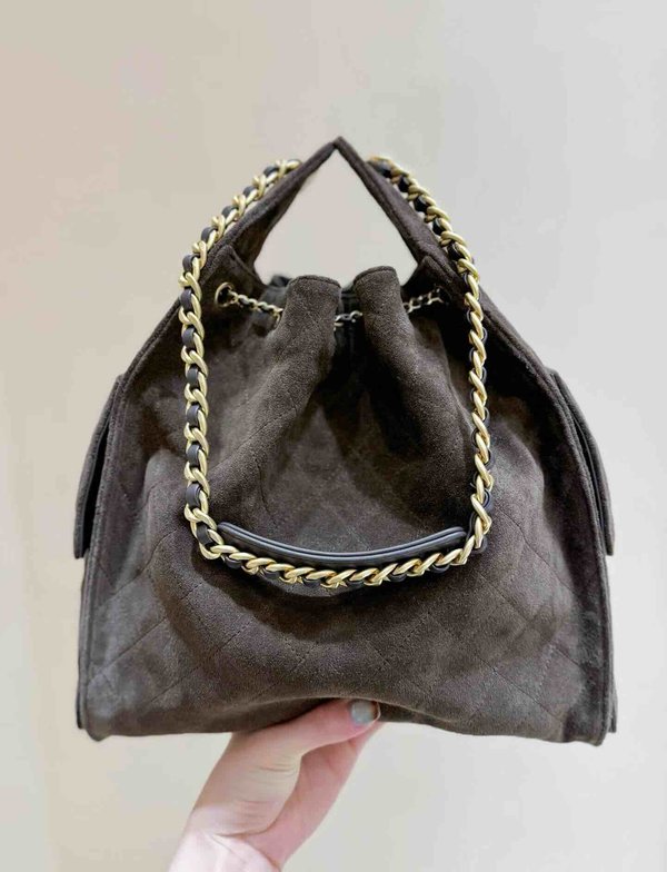 Chanel 25K 25 Bag Red Brown Suede Large 40cm