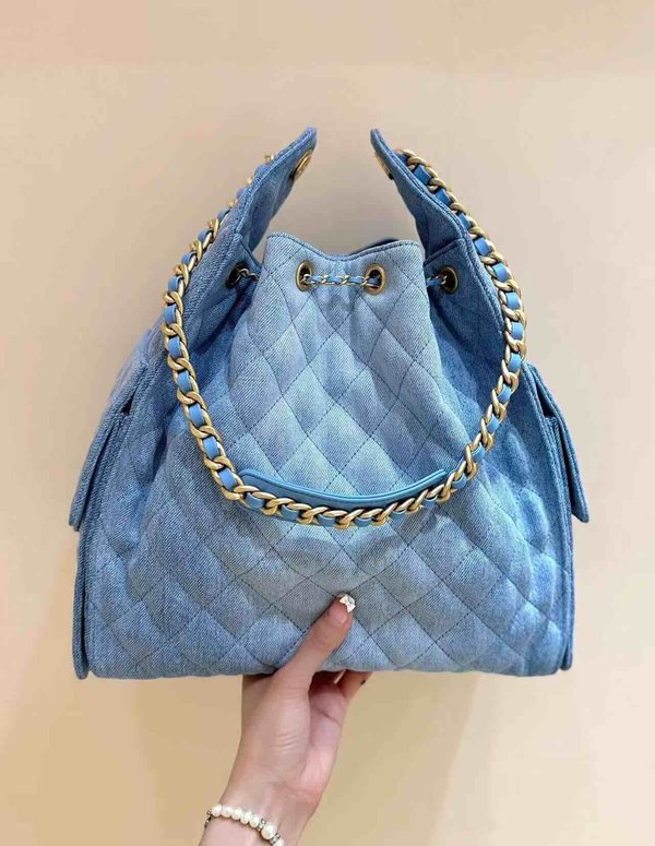 Chanel 25S 25 Bag Washed Denim Large 40cm