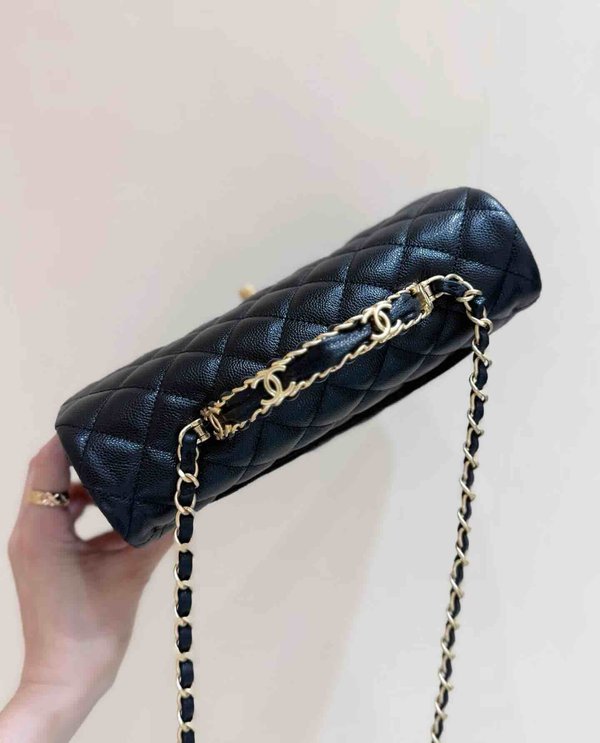 Chanel 25B Small Top Handle Bag Black Grained Calfskin GHW 22.5cm
