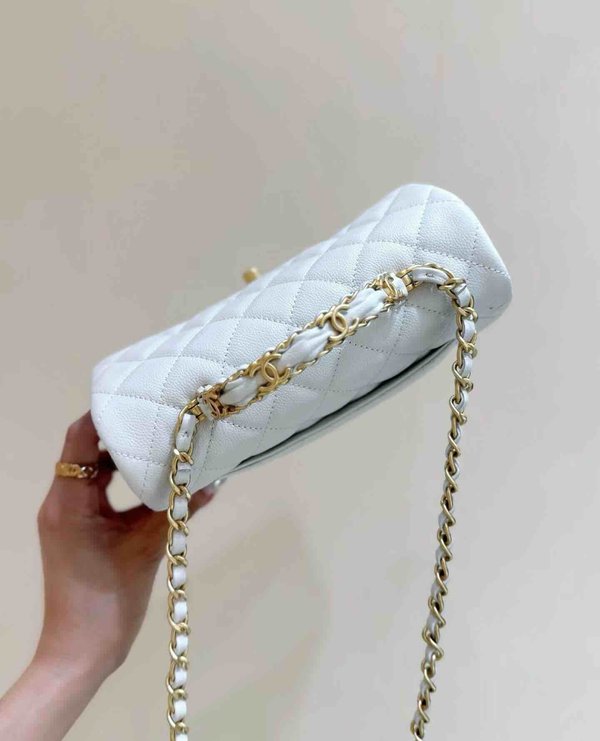 Chanel 25B Top Handle Large Mini Bag Caramel Grained Calfskin 19.5cm