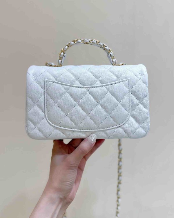 Chanel 25B Top Handle Large Mini Bag Caramel Grained Calfskin 19.5cm