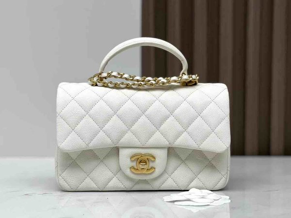Chanel Classic Flap Mini Handle 20cm – White / Caviar