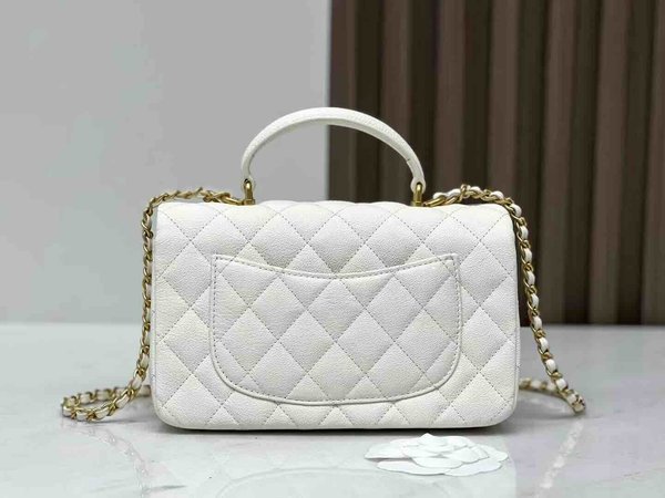 Chanel Classic Flap Mini Handle 20cm – White / Caviar
