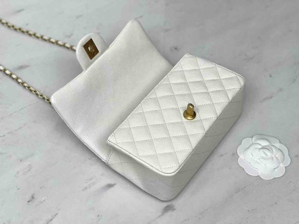 Chanel Classic Flap Mini Handle 20cm – White / Caviar