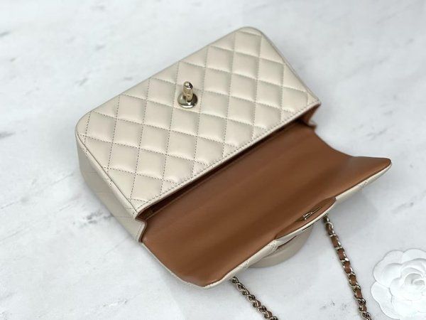 CHANEL 23P CF Dami Mini Handle Bag – Milk Tea Beige (20cm)