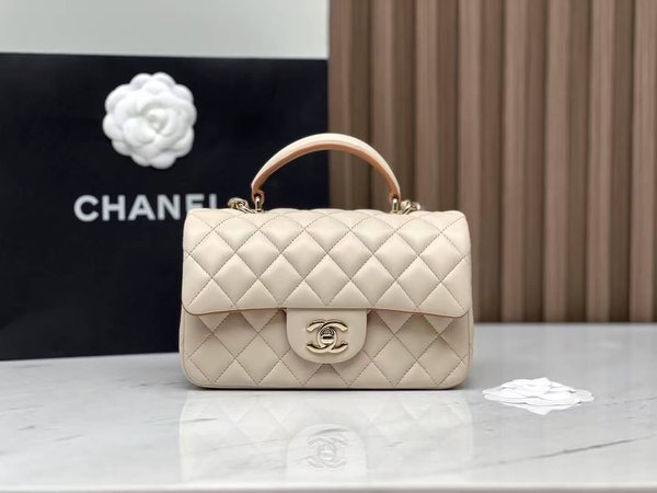 CHANEL 23P CF Dami Mini Handle Bag – Milk Tea Beige (20cm)