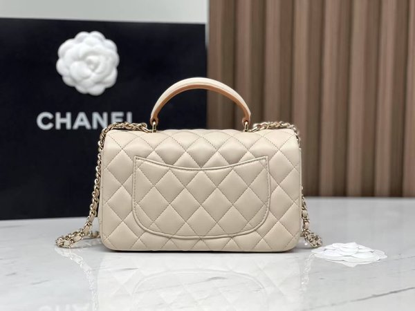 CHANEL 23P CF Dami Mini Handle Bag – Milk Tea Beige (20cm)