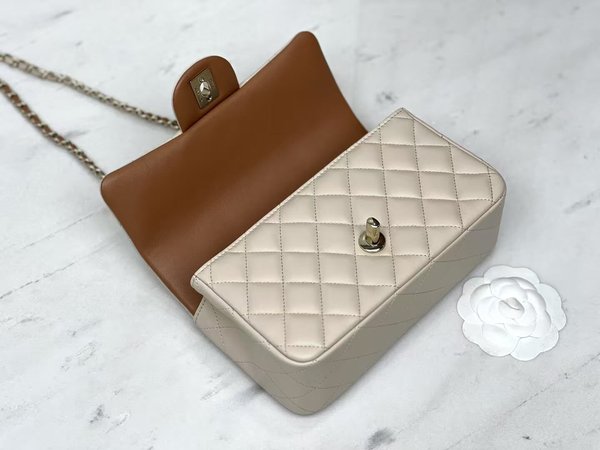CHANEL 23P CF Dami Mini Handle Bag – Milk Tea Beige (20cm)