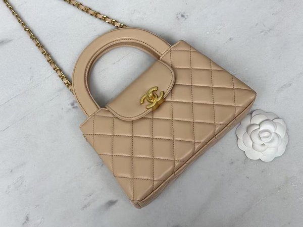 CHANEL 25C Kelly Style Bag – Milk Tea Color with Antique Gold Chain (19cm)