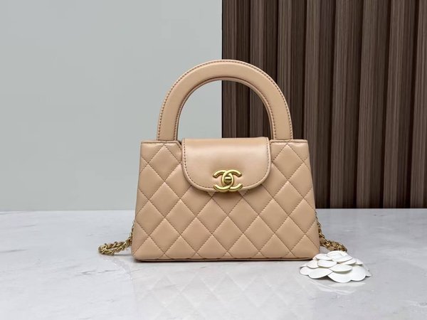 CHANEL 25C Kelly Style Bag – Milk Tea Color with Antique Gold Chain (19cm)